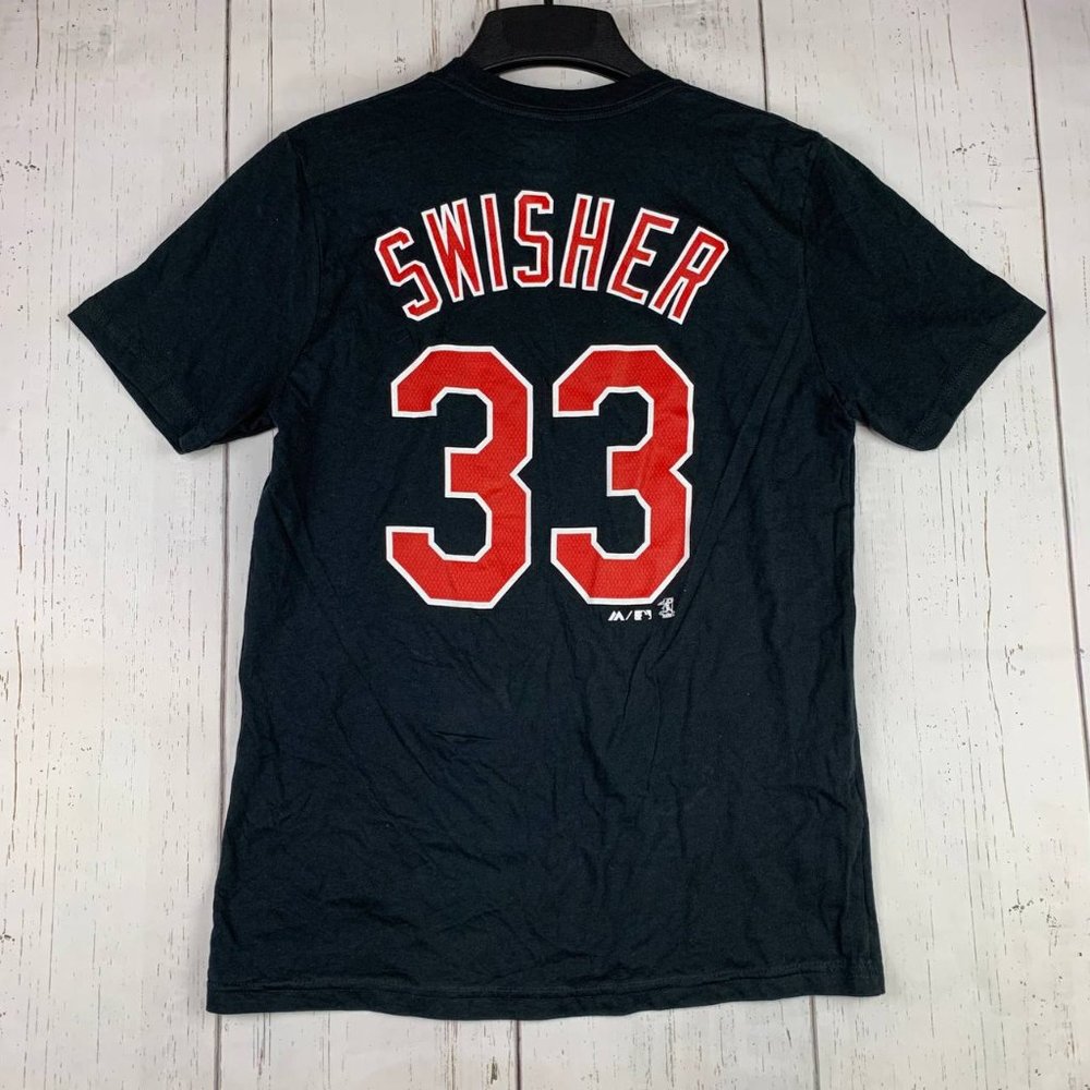 Nick Swisher 33 Cleveland Indians MLB Majestic Large Black Tshirt New‎ Youth